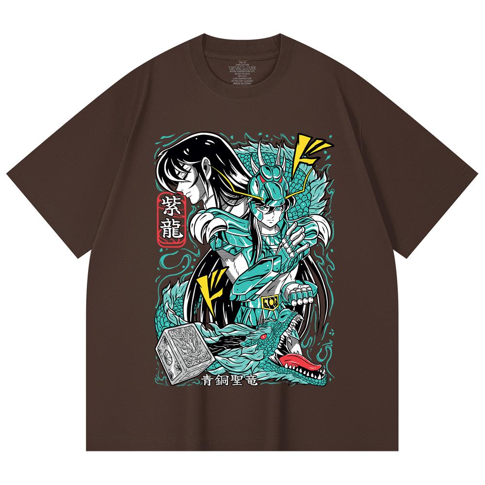 230 g/m² 100% Baumwolle Saint Seiya V8 Shiryu Druck Unisex Schweres Baumwoll-T-Shirt