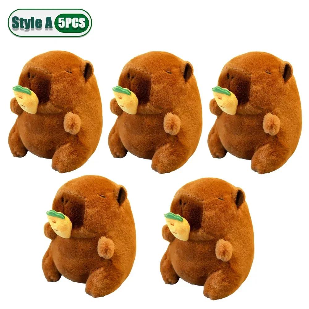 1-20PCS Cute Cartoon Capybara Pendant  Pull-out Fruit Kapybara Plush Keychain Cute Plush Doll Bag Hanging Ornament  Gift Pendant