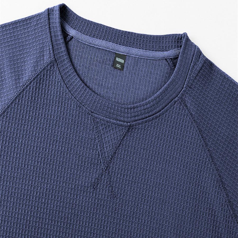 Herren Casual T-Shirt Waffelstrick Lockerer Schnitt T-Shirts für Mann Einfarbige Kurzarm-T-Shirts Übergroßer Schnitt Strukturierter Stoff Rundhalsausschnitt