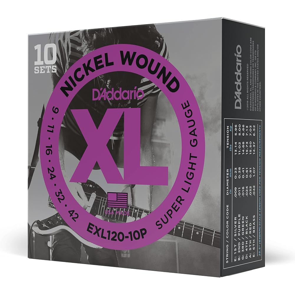 D'Addario Daddario Electric Guitar Strings XL Nickel .009-.042 Super Light 10 Set Pack EXL120-10P...