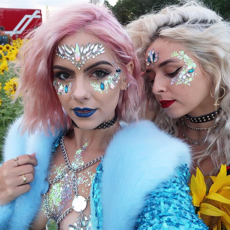 Crystal Tattoo Sticker Glitter Eyeliner Eyebrow Makeup Face Eyes Diamond Temporary Tattoo Rock Rhinestone 3D Eyeliner Stickers