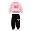 Kids Girls 2Pcs Sweatshirt Outfit Rib Trim Sweatshirt and Jogger Pants Casual Suit
