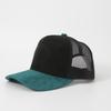 Casquette de baseball à cinq panneaux personnalisée en cuir, daim et mesh, couleurs assorties printemps-été, pour conducteur, respirante, style Trucker pour hommes