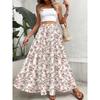 Four Seasons Four Seasons Casual Style Pink Flower Pattern Printed Skirt Half Skirt