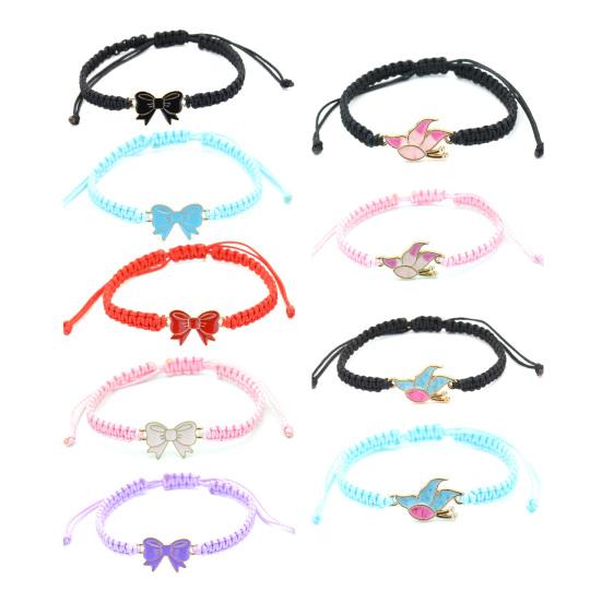 Bow Braided String Bracelet Adjustable String Rope Bracelet Handmade Friendship Gift Butterfly Cheerleader Wristlet for Friends Cheer Dance Team