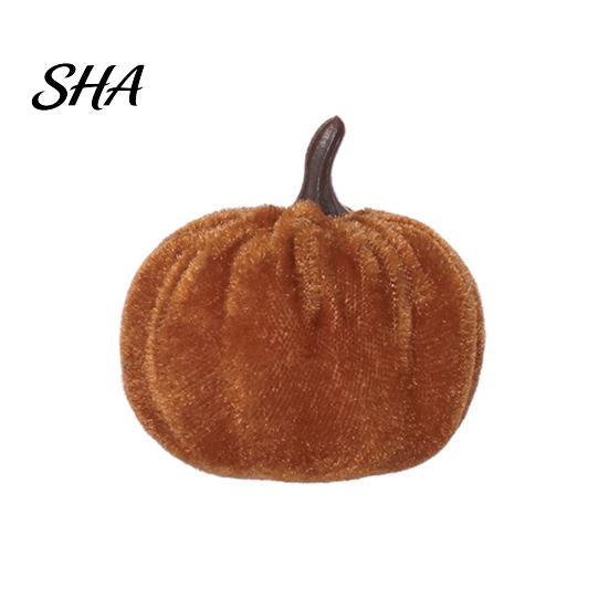 Realistic Halloween Pumpkin Decoration Small Velvet Thanksgiving Table Centerpiece, Soft Stuffed Prop for Fall Harvest Farmhouse Themed