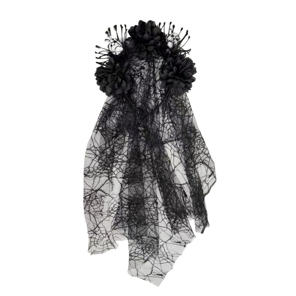 Sheer Mesh Skull Headband Dark Purple Gothic Hairband Gothic Style Skull Headwear Undead Day