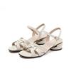 Women's Round Open Toe Cross Straps Low Block Chunky Heels Slingback Sandals Party Dress Summer Pumps Shoes Ankle Strap Heeled Sandals for Female