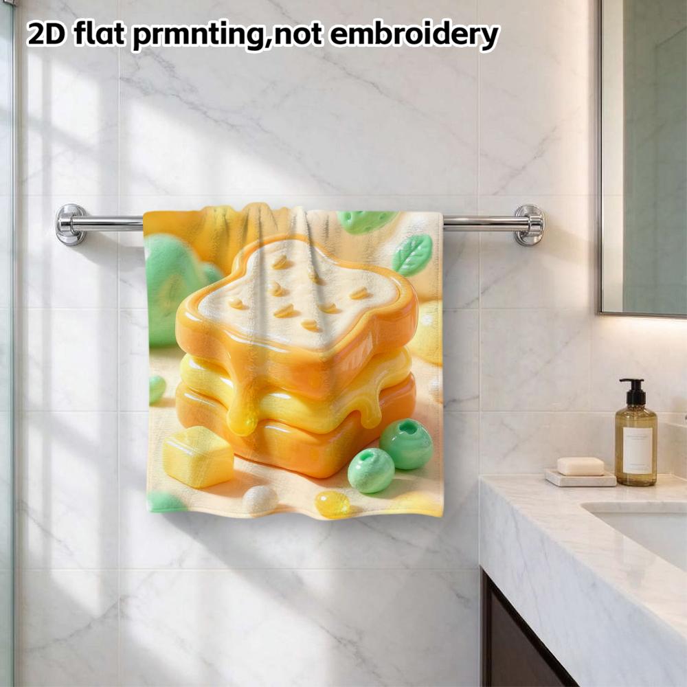 Toast Dessert Cute Print Towel, Quick Dry Absorbent Hand Towel for Bathroom