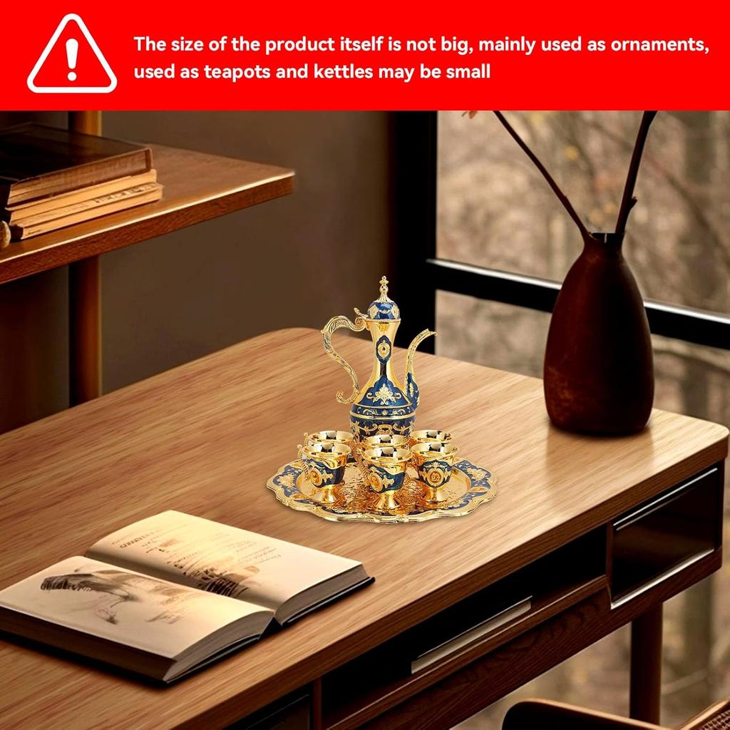 Tea Sets, Vintage Coffee Pot Set with 6 Coffee Cup and Tea Tray Luxury Teapot Set Tea Party Set Art Crafts Wedding Gift