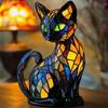 2025 Cat Lamp, Cat Lamp Stained Glass,Retro Cats Stained Resin Tabletop Night Light,3D Cute Pet Led 