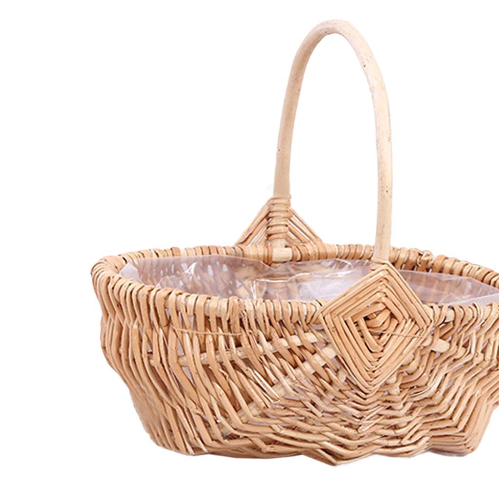 Storage Basket Wedding Flower Basket Rustic Empty Portable Flower Girl Basket for Camping Party Holiday