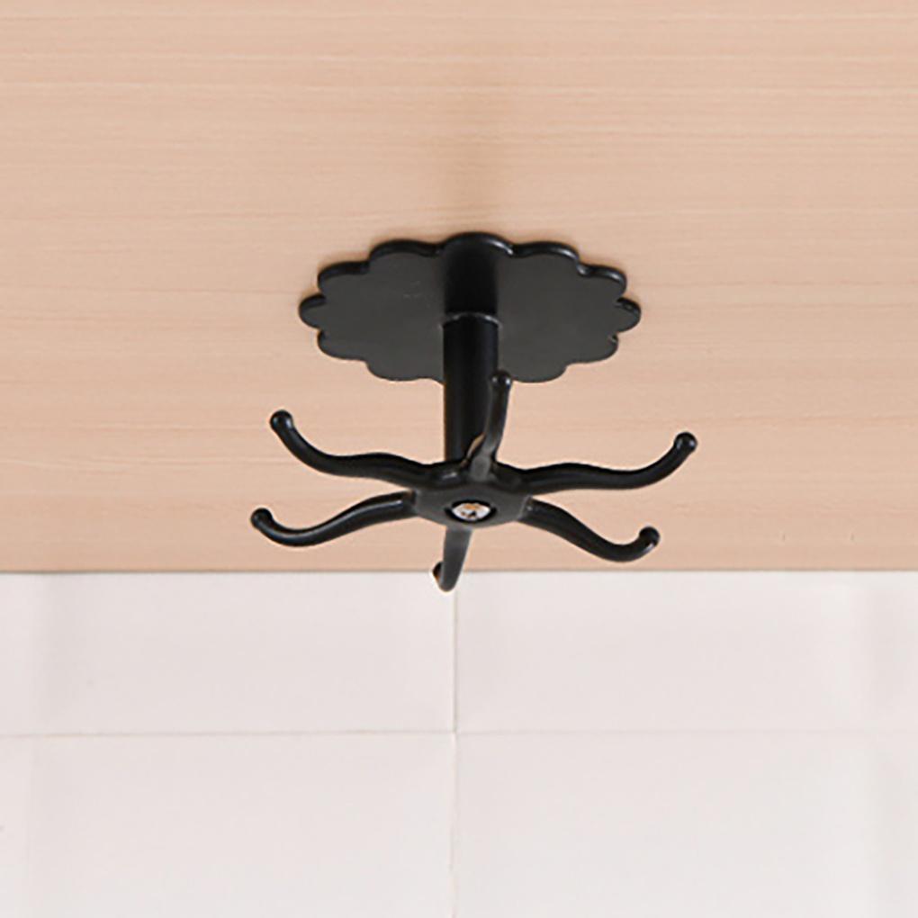 Floret Rotating Kitchen Utensil Hanger Adhesive Bathroom Ceiling Hook