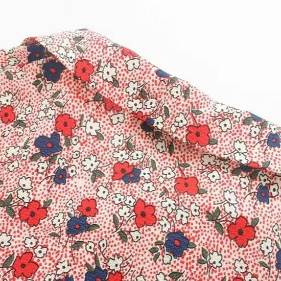 Winter 2024 Women's European & American Style Slimming Short Sleeve French Print Dress