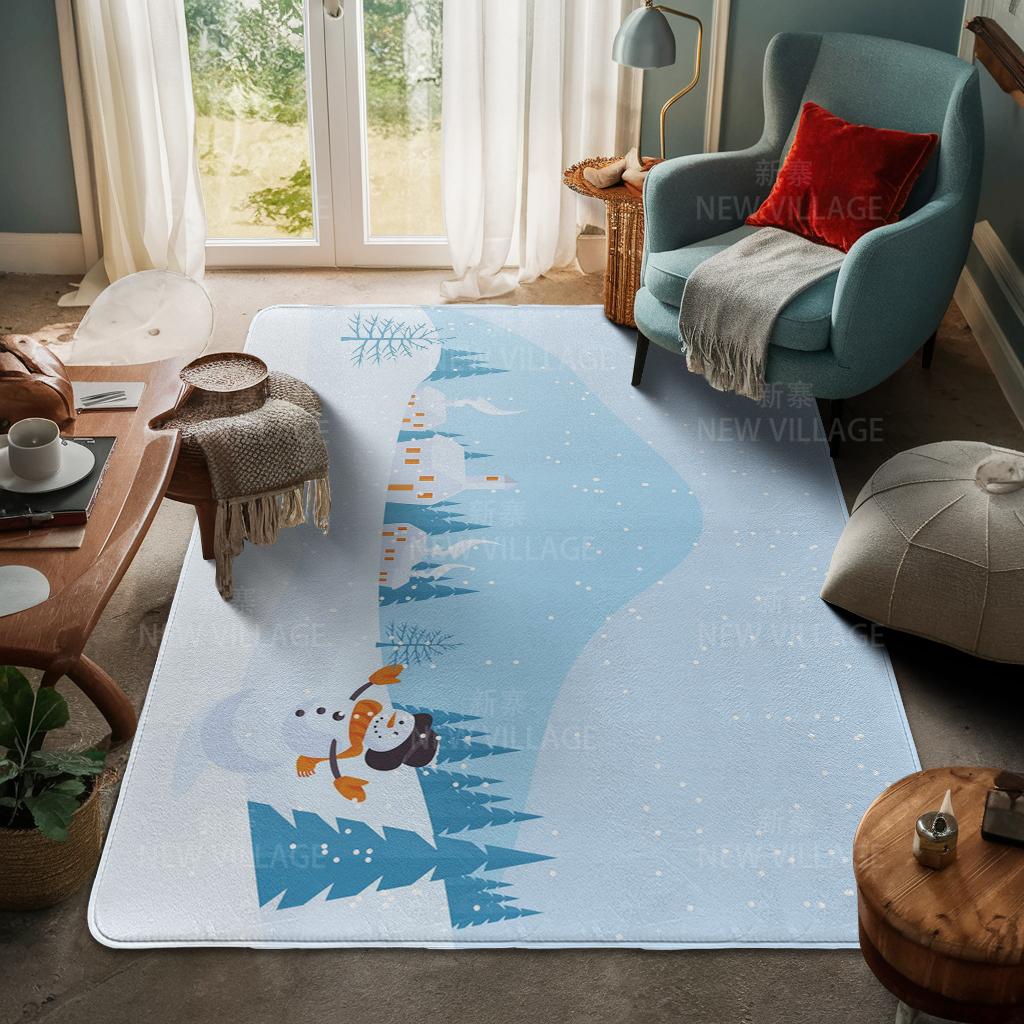 House Entrance Carpet Home Door Mat Living Room Bath Foot Bathroom Non-slip Water Absorption Rugs Bath Merry Christmas Winter
