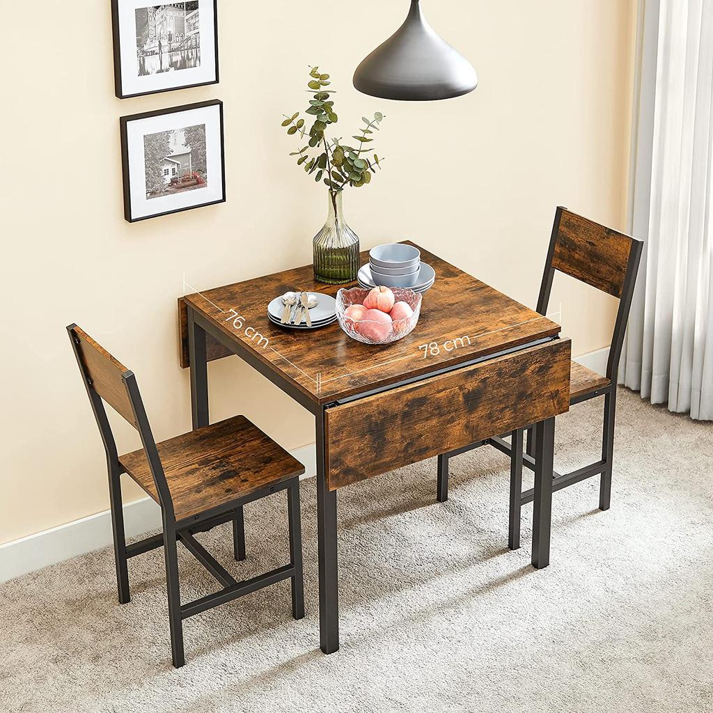 VASAGLE KDT077B01 Klappbarer Esstisch für 2-4 Personen für kleine Räume Vintage Braun/Schwarz