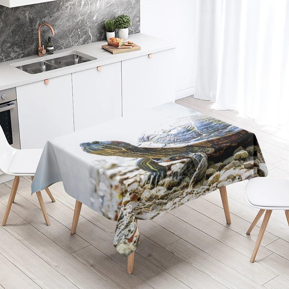 Cute Sea Turtle Underwater World Tablecloth Camping  Party Restaurant Table Decoration Waterproof Kitchen Home Decor