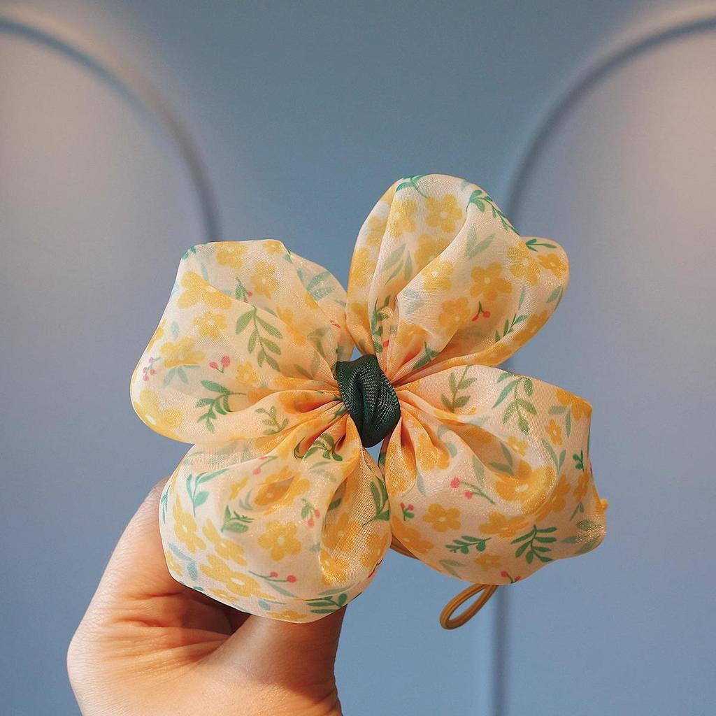 Child-Friendly High Elastic Hair Ties: Floral Bows & Ponytail Holders