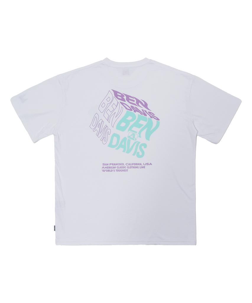 BEN DAVIS Original Cube Print Tee White