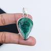 Beautiful Emerald Gemstone Silver Pendant In 925 Sterling Silver - Handmade Pear Design, Everyday Wear Jewelry Father's Day Gift