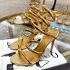Sexy High Heels Gladiator Sandals Woman Narrow Band Snake Twine Around Ankle Strap Summer Stiletto Shoes
