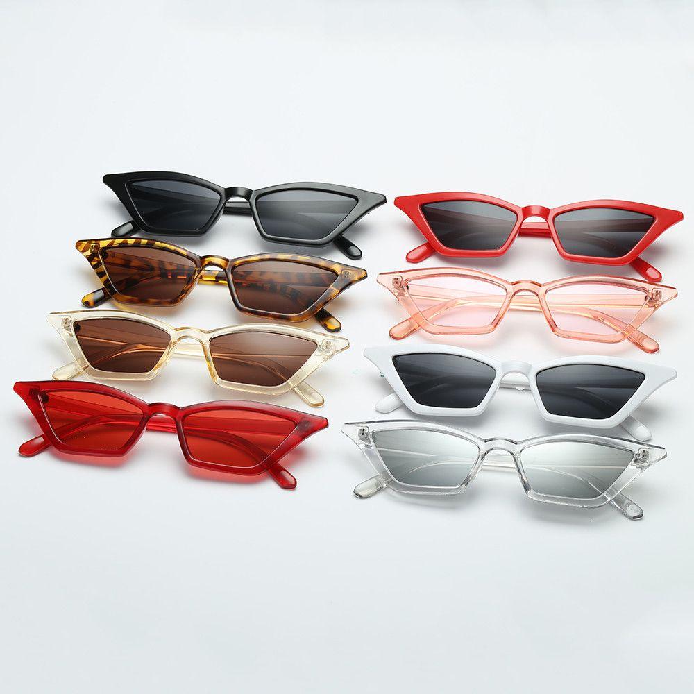 1PC Women Vintage Narrow Box Sunglasses Fashion Cat Eye Oval Small Frame Sun Glasses UV400 Street Summer Decoration Eyewear
