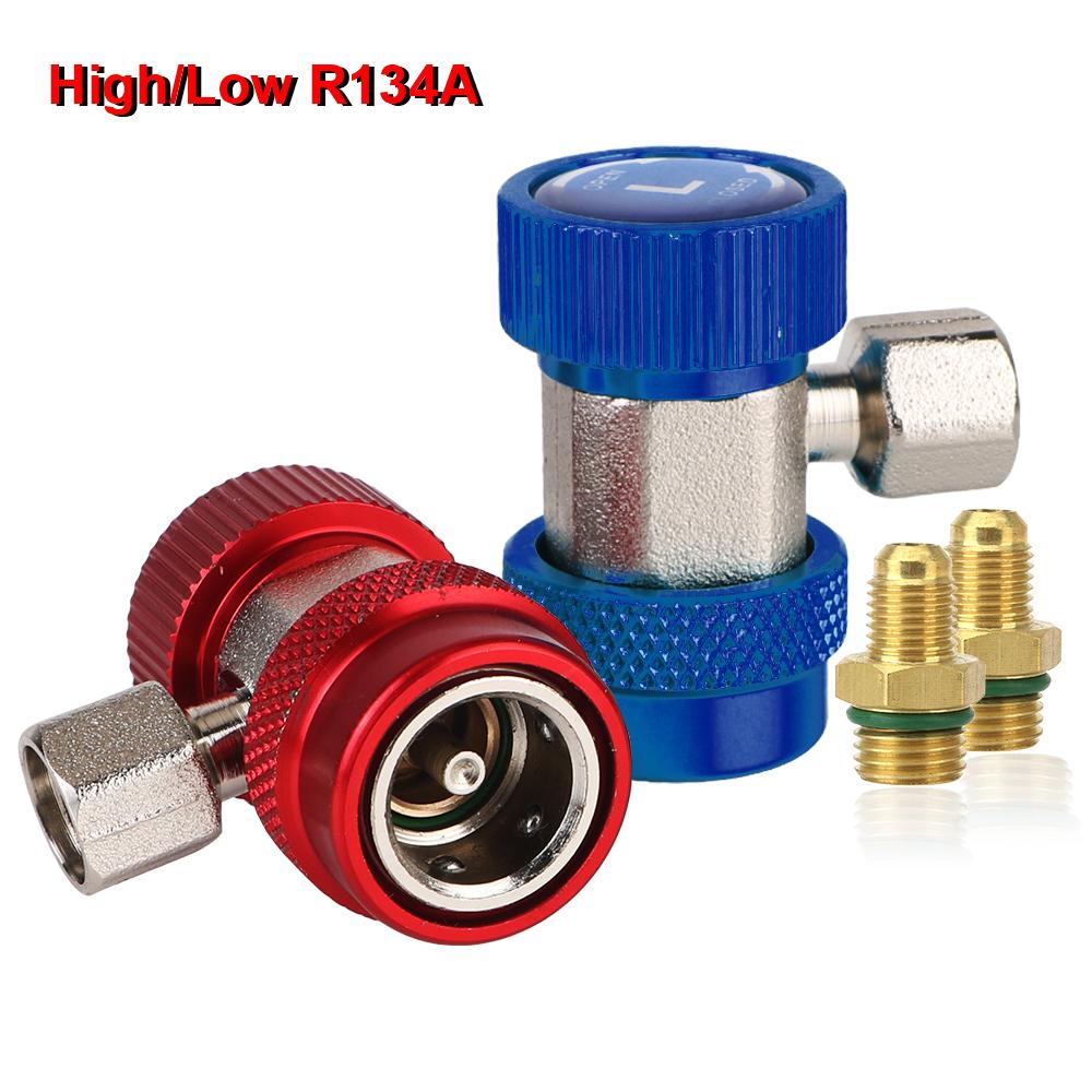 Adjustable Auto Repair Tools 2Pcs R134A High Low Car Air Conditioner Fluoride Converter Quick Coupler Connector Adapter
