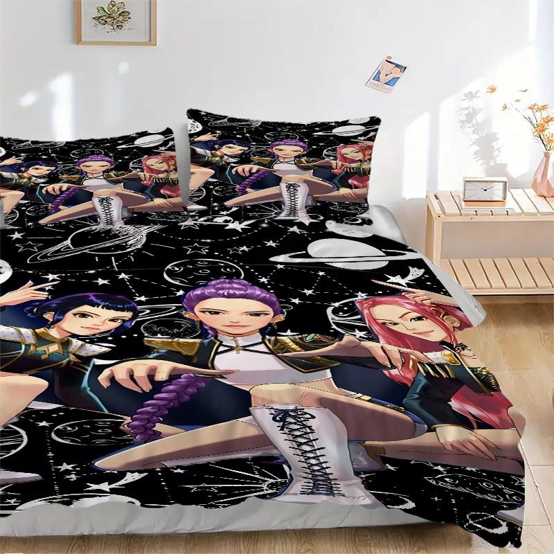 

3pcs Huntrix, K-Pop Bedding Set. Soft and Comfortable with No Core Included (1x Duvet Cover + 2x Pillow Covers) yy251009150 135x200cm