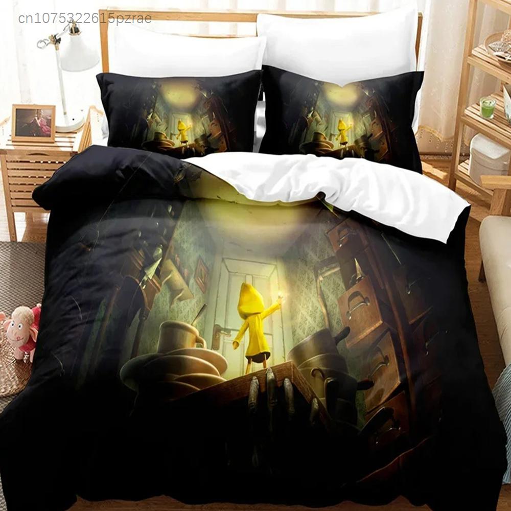Oyun Little Nightmares Nevresim Takımı 3D Baskılı Yorgan Yastık Kılıfı Ev Tekstili Lüks Yetişkin Kraliçe İkiz Tek Kişilik Boyut