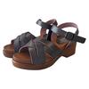 maRe maRe Women's Sandals, Comfortable To Walk In, Thick Heel, Made In Japan, Soft Sole, Wooden-Like Ankle Strap, Size L, Gray