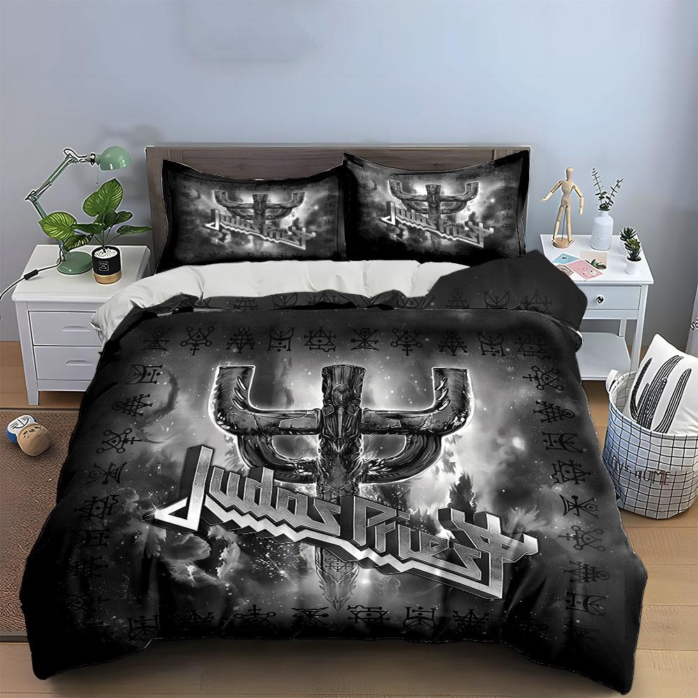 Judas Priest Steel Cross Design Bedding Duvet Cover Set Duvet Cover Pillowcases (1*Duvet Cover 2*Pillowcases, Without Duvet Insert)