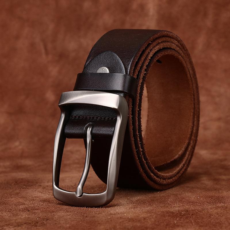 Single Layer Leather Without Interlayer Whole Cowhide Cutting Belt Men'S Leather Pin Buckle First Layer Cowhide Casual Jeans Belt