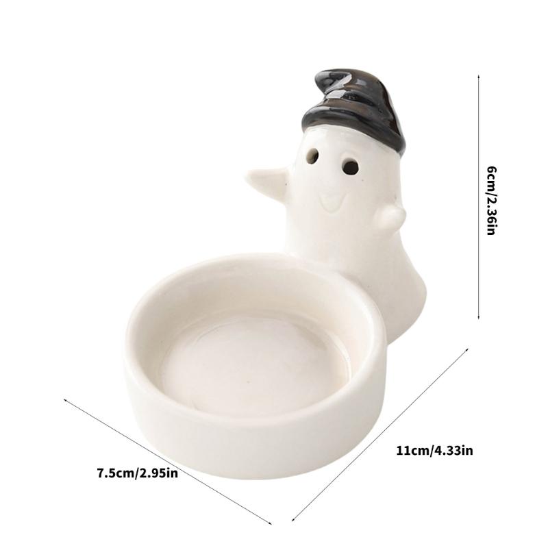 Ceramics Cute Ghostly Figurine Candle Holders Halloweens Tealight Holders Candlestick Table Decors for Festivals Party