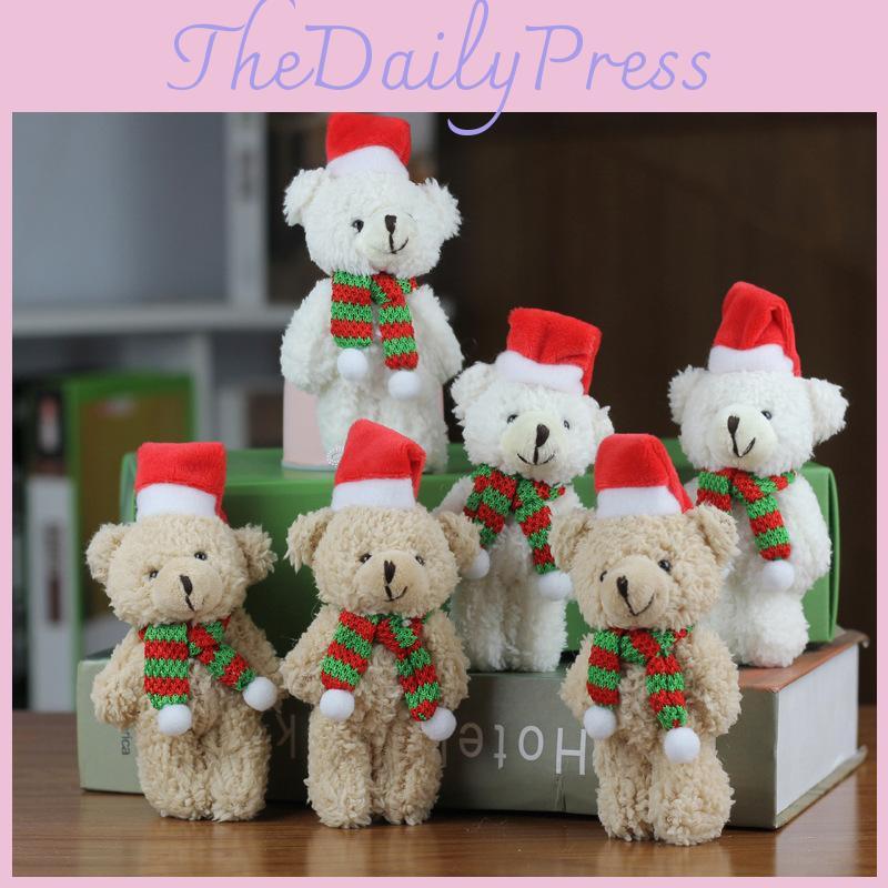 Schattige Kerst Teddybeer Pluche Speelgoed Voor Decoratie En Accessoires Met Sjaal