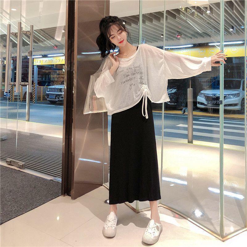 

Женский шифоновый топ и длинная юбка, комплект из двух предметов, осень 2025 3XL