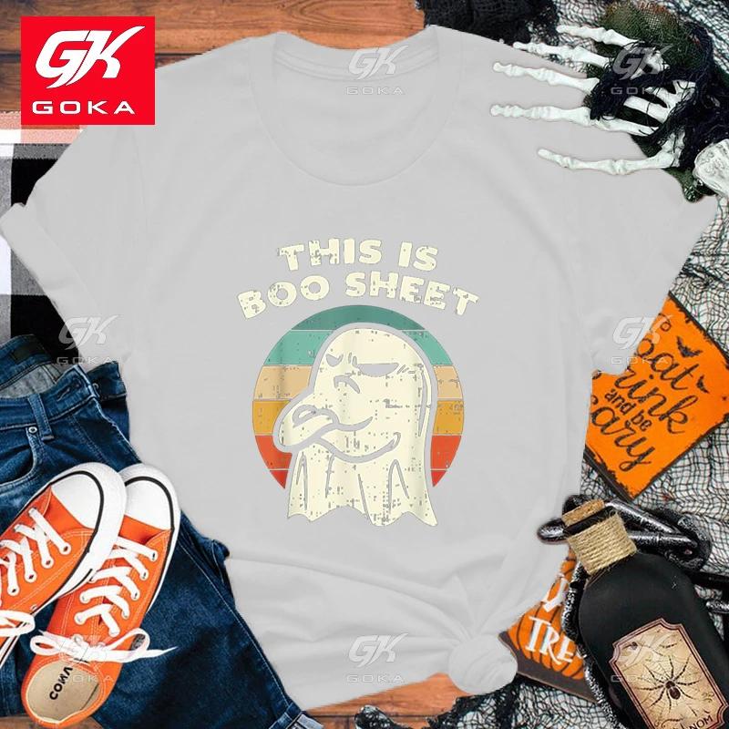 

New Halloween This Is Boo Sheet Cotton T Shirt Cute Print T Shirts Unisex Short Sleeve Casual Hip Hop O Neck Lady Female Tees S
