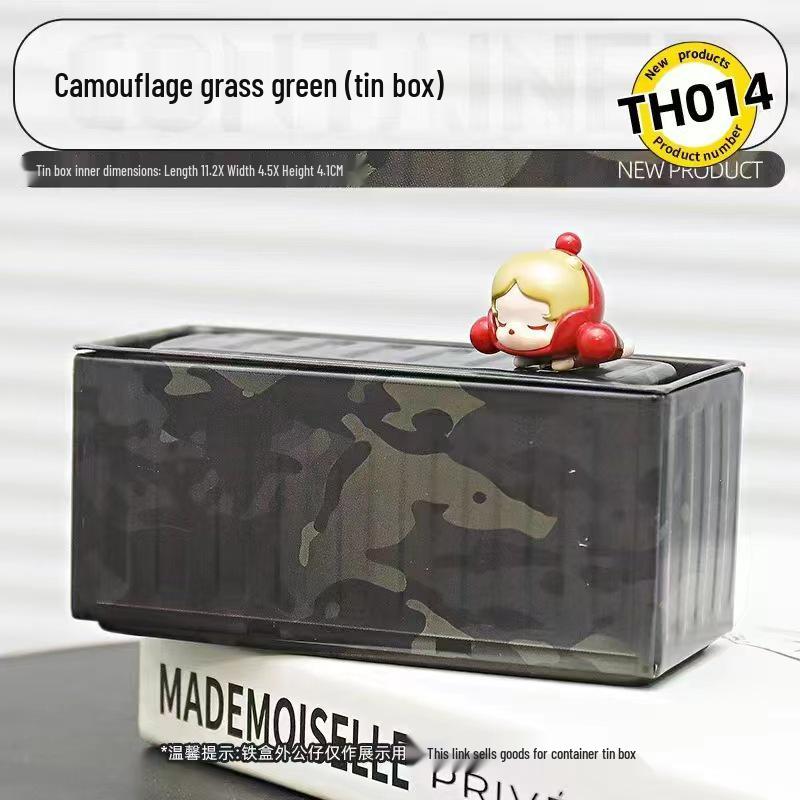 Miniature Tinplate Shipping Container Display Box for Figurines - Trendy Collectible Ornament & Storage Gift