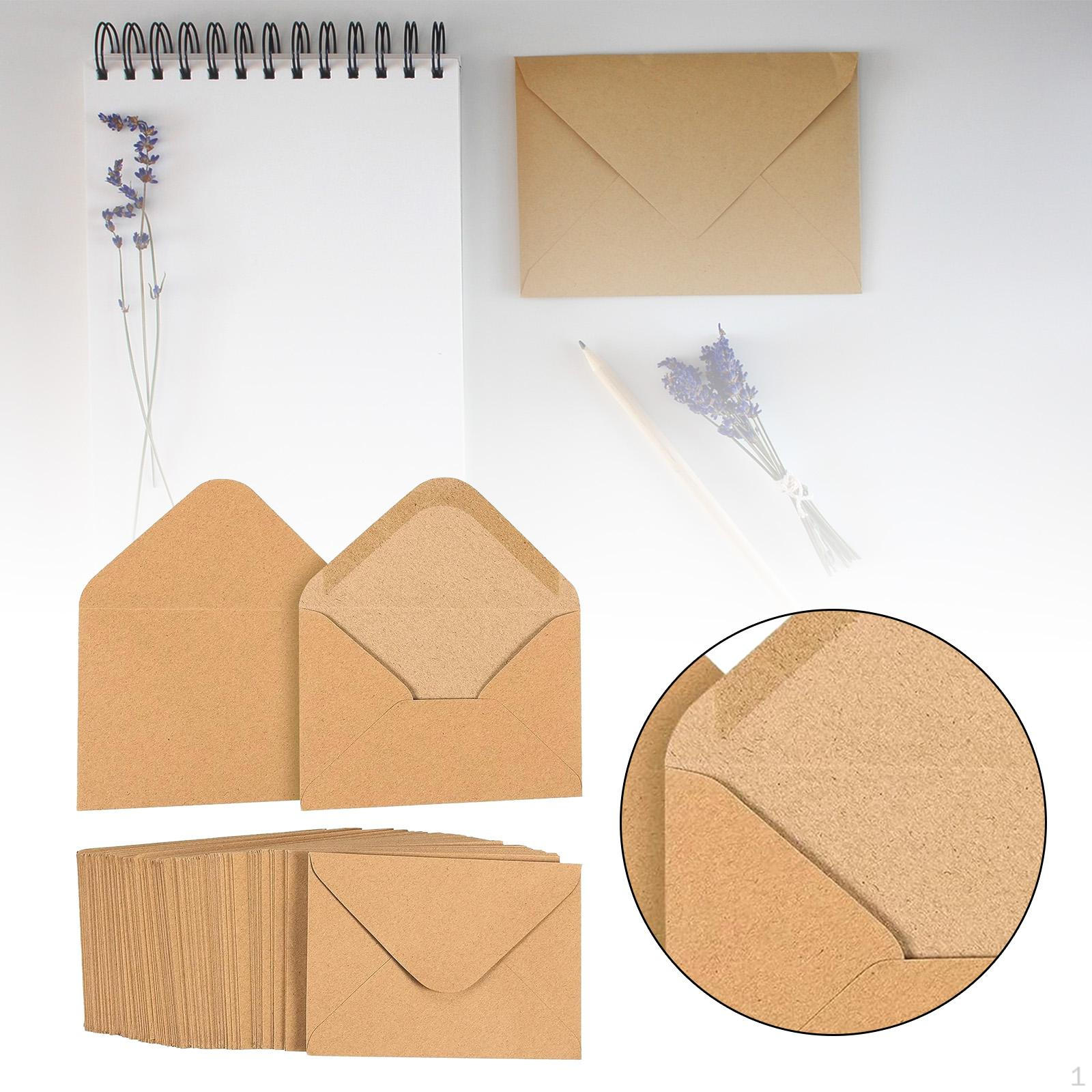 

100 Mini Envelopes, Card Blank, Self-, Retro, Greeting Pockets for Weddings, Photos, 10cmx7cm