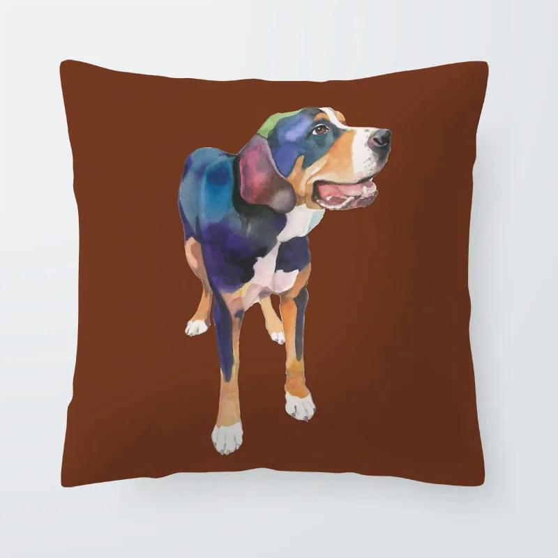 Home Decor Dog Cushion Cover Greyhound French Bulldog Pillow  Blue Gamer Chair Sofa