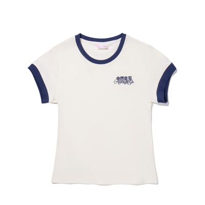 Li Ning Trendy Sports Series Color Block Breathable Versatile Short Sleeve T-Shirt Women T-Shirts Off-White AHSV790-1