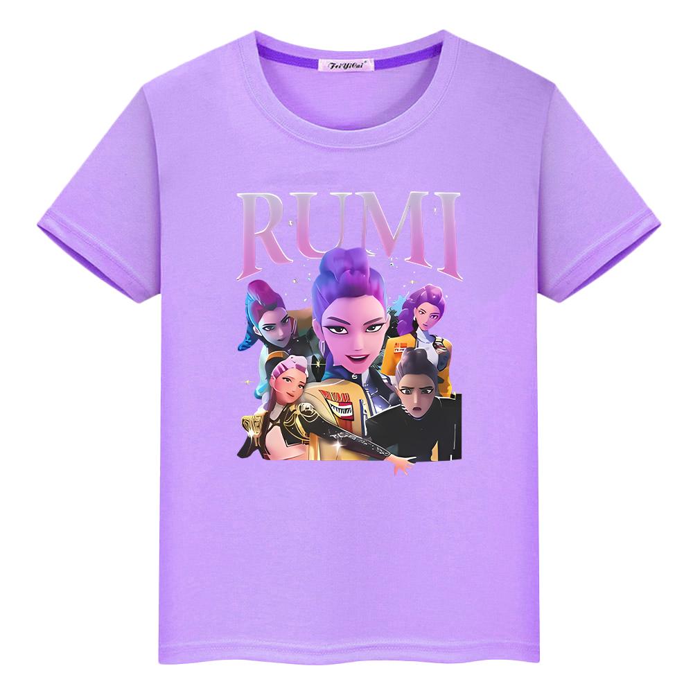 

Каваи Футболки kpop охотники на демонов детская Принт 100% хлопок Милые топы футболка для детей мальчика 10 лет аниме Короткий y2k one piece одежда для девочки 130 фиолетовый