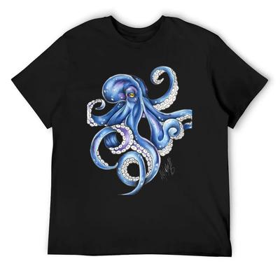 Kraken T-Shirt Cotton Graphic Tees Vintage Anime Shirt Plus Size Tops Men Clothings