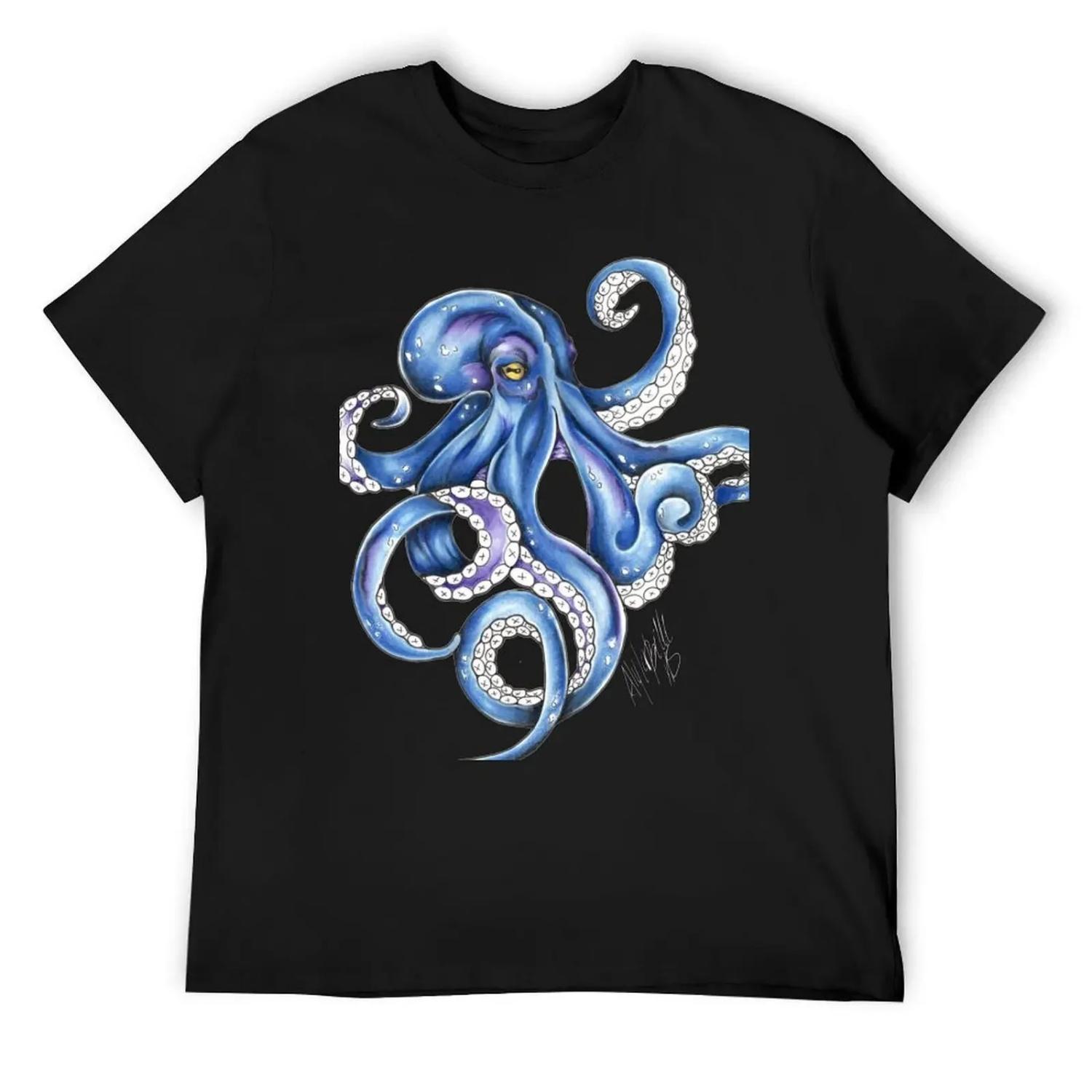 

Футболка Kraken хлопковые графические футболки винтажная аниме-футболка больших размеров топы мужская одежда XXXXXL чёрный