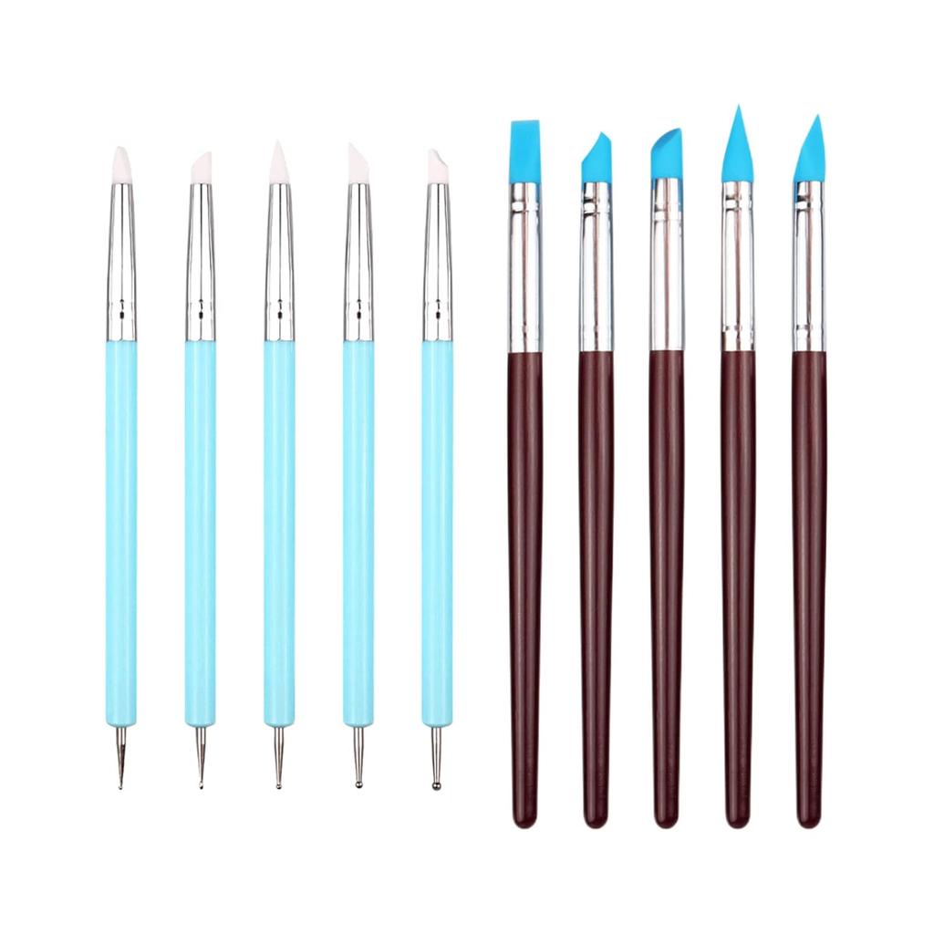 Silicone Brush 10-piece Set Pens Clay Tools Sculpting Nail Resin Coloring Paint Brushes Modeling Shaping Crafts Pottery Statues Sculpture Carving DIY