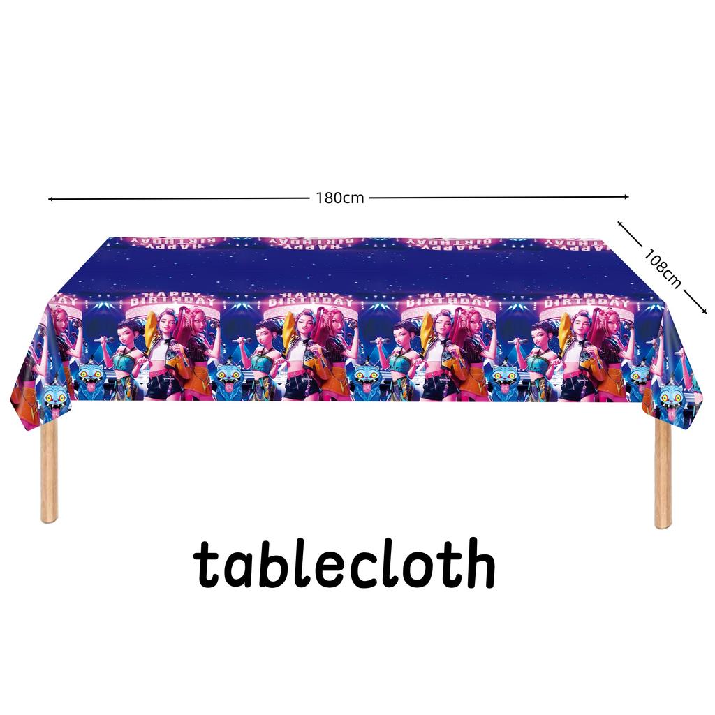 K Pop Łowcy Demonów Dekoracja Urodzinowa Naczynia kpop Łowca Demonów Talerze Serwetki Urodzinowy Obrus Baby Shower Upominki na Imprezę