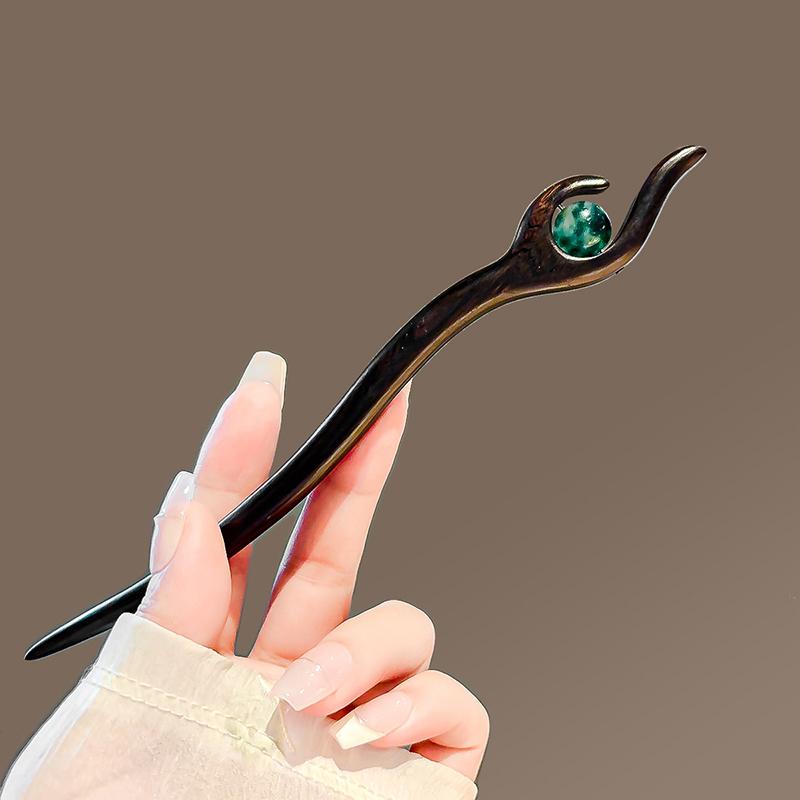Neuer chinesischer Stil Haarnadel Haarnadel Glänzende Oberfläche Elegant Grünstein Haarstäbchen für Haare DIY Accessoire Haarstyling