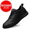 Men's Leather Sneakers Elevator Shoes Black Slip On Height Increasing Shoes Men Luxury 6/8CM Lift Casual Shoes