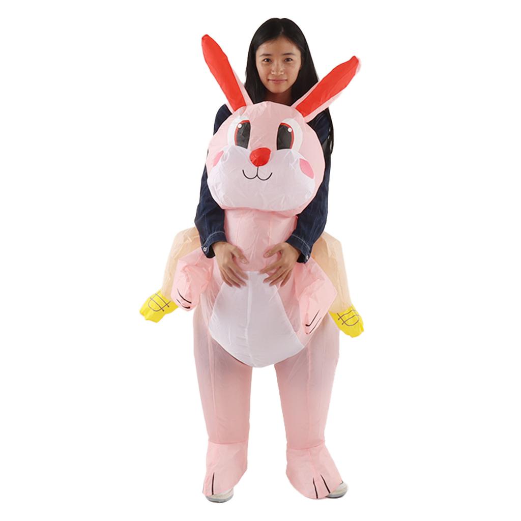 Easter Bunny Inflatable Costume Cute Festive Blow Up Riding Rabbit for Boys Girls Birthday Gifts 80‑120cm/31.5‑47.2in