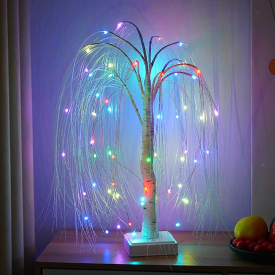 Indoor LED Tree Light with Remote Control Soft Glow Realistic Looking USB/Battery Operated RGB Tree Light Bedside Lamp Decor