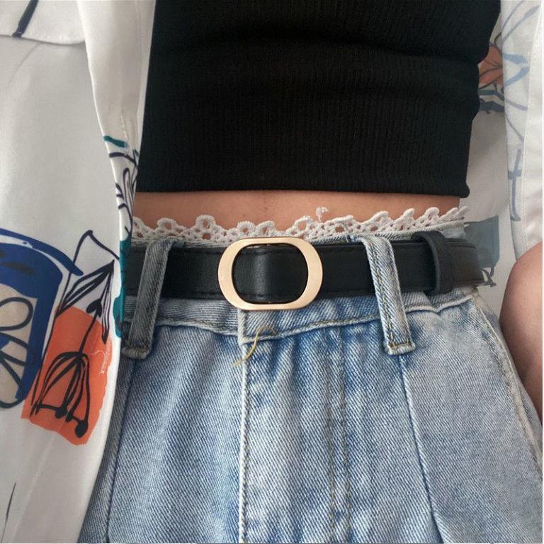 

Korean Style Hole-Free Women s Belt: Simple, Versatile, Fashionable for Jeans and Commutes чёрный